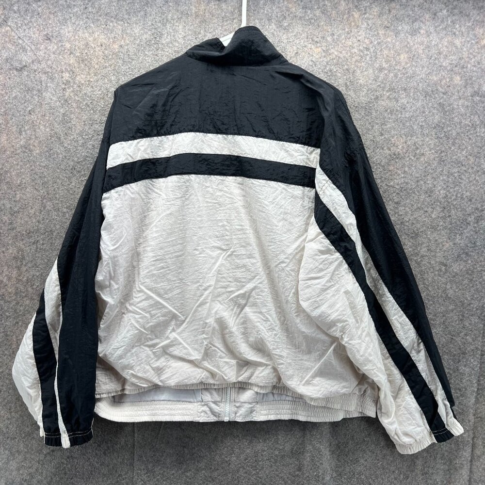 Reebok Jacket Mens XL Black White Full Zip Windbreaker Bomber Vintage 90s Track - Picture 9 of 11